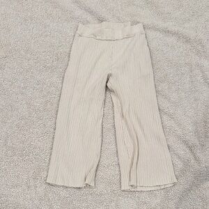 Women's Beige Ribbed Casual Pants